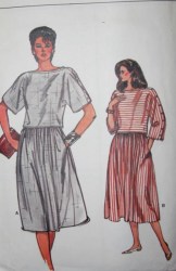 8639 EZ VOGUE SHORTER SS TOP,  DIRNDL SKIRT PATTERN 8-12